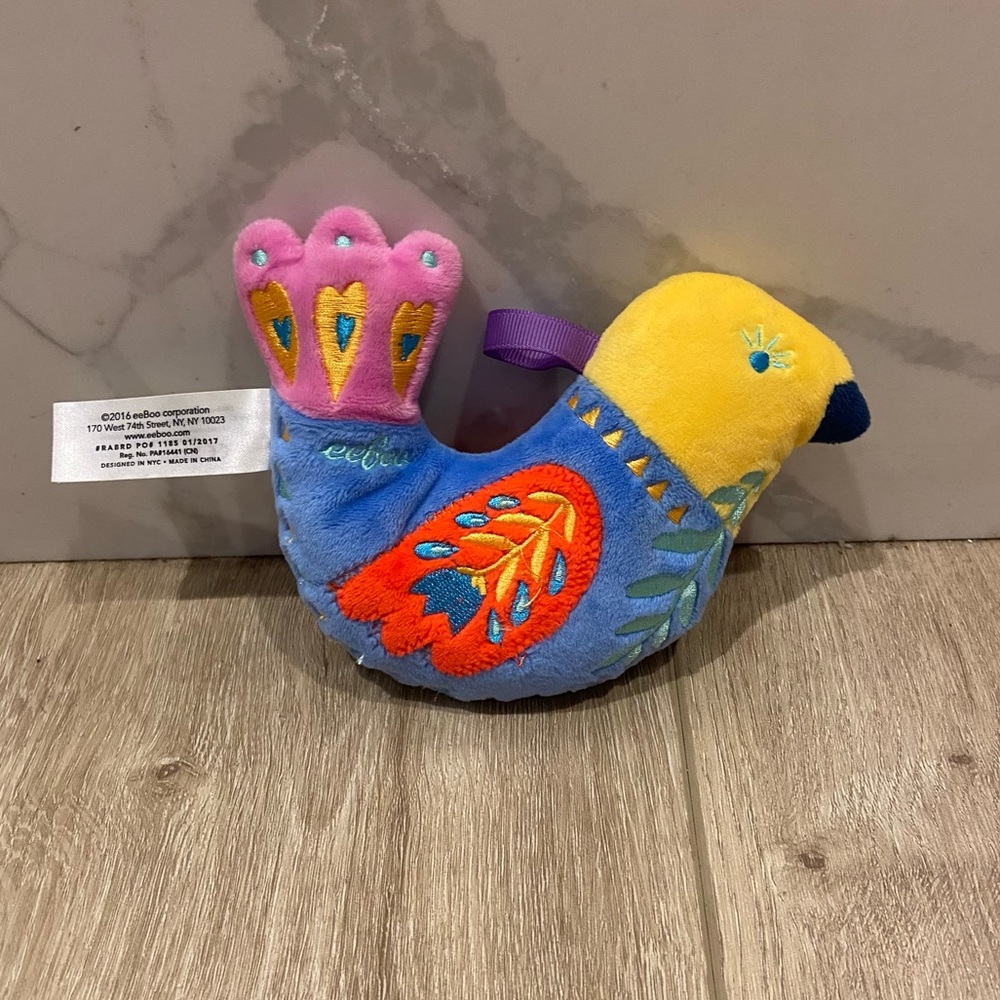 Eeboo Bird Folk Rattle Plush